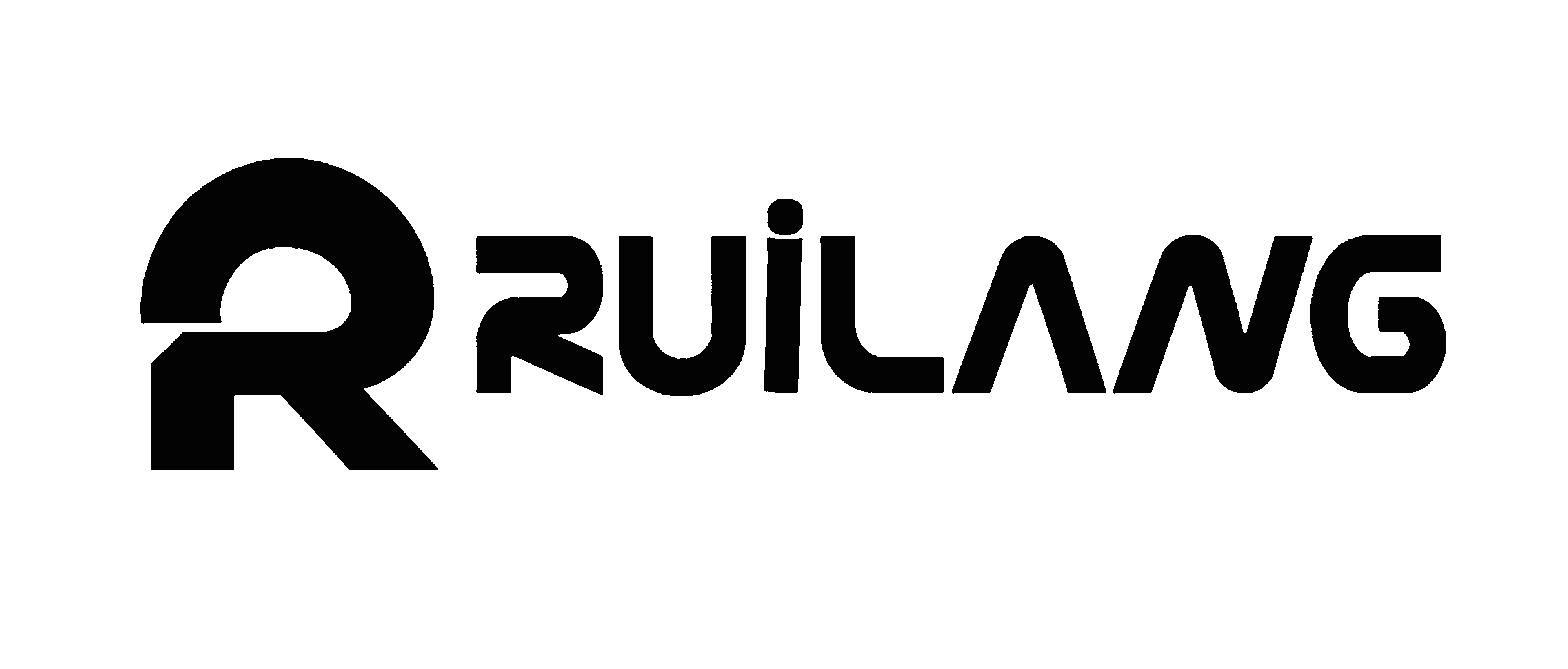 لوگوی برند RUILANG با طراحی سفید روی زمینه مشکی