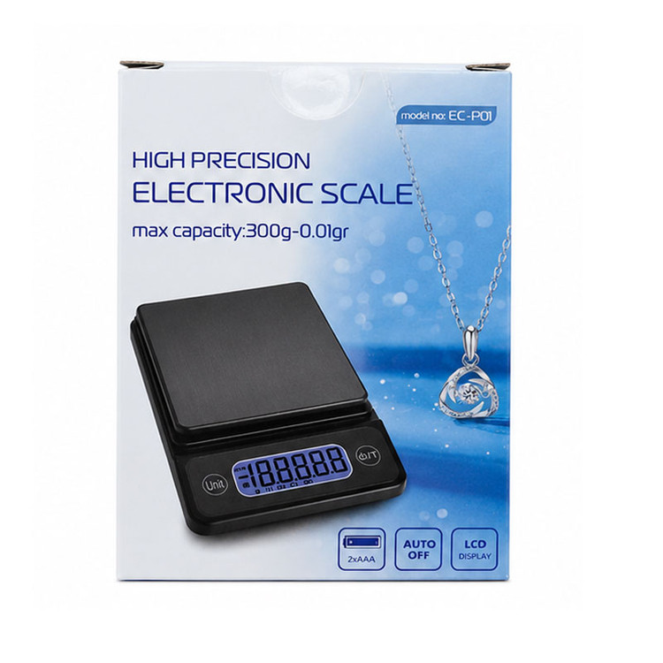 ترازوی دیجیتال EURECARE مدل EC-P01 با ظرفیت 300 گرم و دقت 0.01 گرم