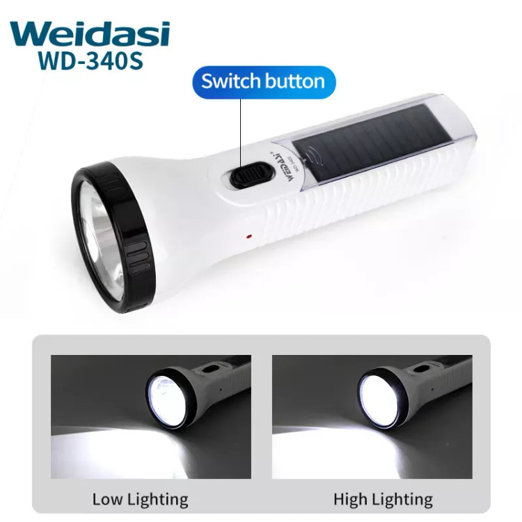 نمای جانبی چراغ شارژی ویداسی WD-340S