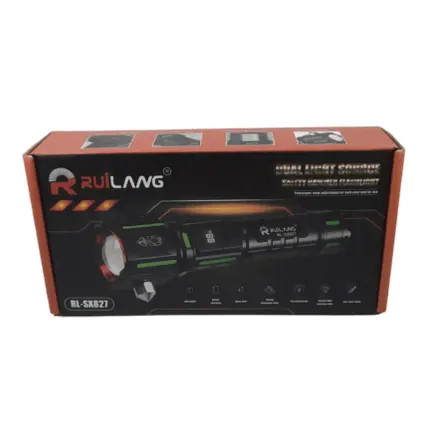 چراغ قوه آژیردار RL-SX827 با چراغ هشدار قرمز و آبی